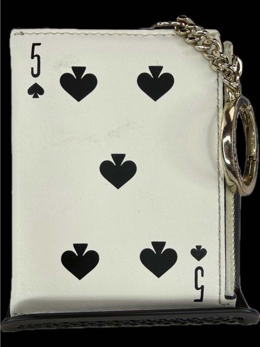 Kate Spade RARE Unusual 5 of Spades Card Coin Purse Novelty Keychain Wallet GUC